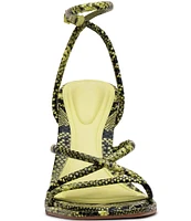 D'Amelio Footwear Dalilah Snake Print Strappy Dress Sandals