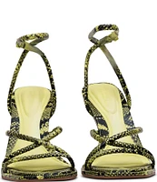 D'Amelio Footwear Dalilah Snake Print Strappy Dress Sandals