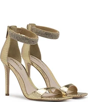 D'Amelio Footwear Havri Metallic Crackle Rhinestone Ankle Strap Dress Sandals