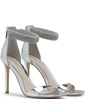 D'Amelio Footwear Havri Metallic Rhinestone Ankle Strap Dress Sandals