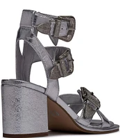 D'Amelio Footwear Imella Crackle Metallic Western Buckled Sandals