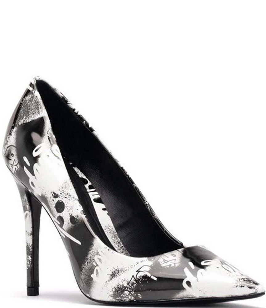 D'Amelio Footwear Karyenaa Graffiti Print Patent Pumps