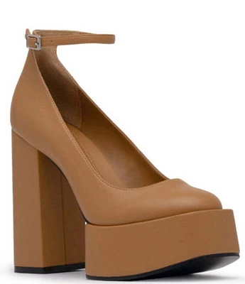 D'Amelio Footwear Rayva Ankle Strap Platform Block Heel Pumps