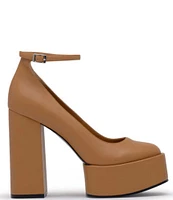 D'Amelio Footwear Rayva Ankle Strap Platform Block Heel Pumps