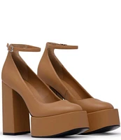 D'Amelio Footwear Rayva Ankle Strap Platform Block Heel Pumps