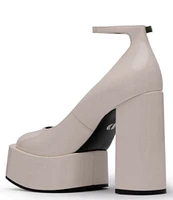 D'Amelio Footwear Rayva Patent Ankle Strap Platform Block Heel Pumps