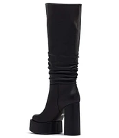 D'Amelio Footwear Rosela Leather Platform Block Heel Slouch Tall Boots