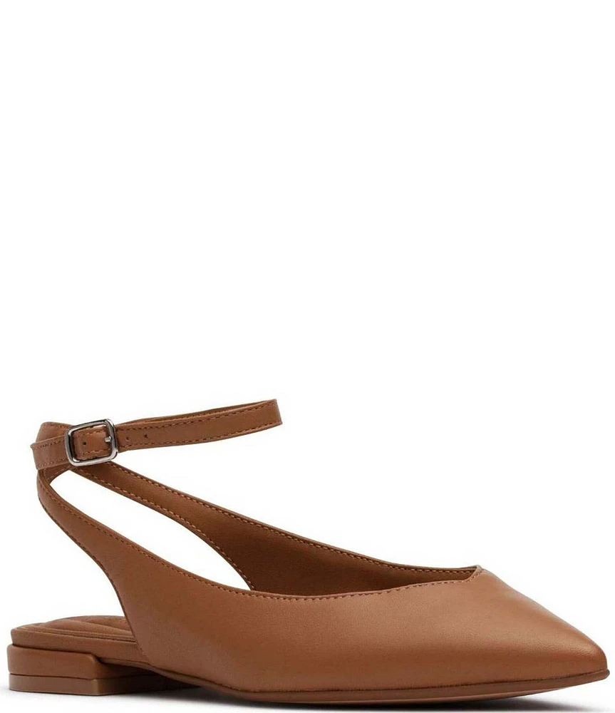 D'Amelio Footwear Siana Leather Ankle Strap Slingback Flats