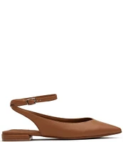 D'Amelio Footwear Siana Leather Ankle Strap Slingback Flats