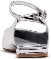 D'Amelio Footwear Siana Mirror Metallic Patent Ankle Strap Slingback Flats