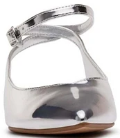 D'Amelio Footwear Siana Mirror Metallic Patent Ankle Strap Slingback Flats