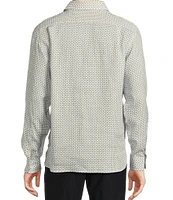 Daniel Cremieux Signature Label Albini Linen Geo Print Long Sleeve Woven Shirt