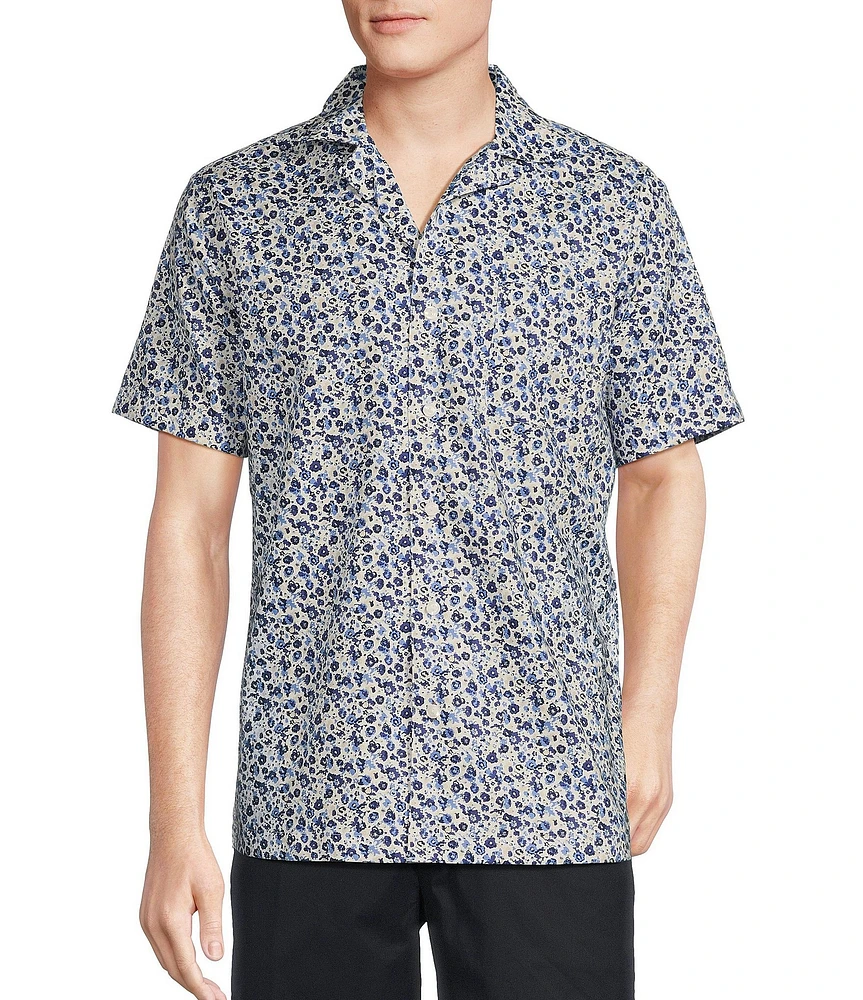 Daniel Cremieux Signature Label Floral Print Short Sleeve Woven Camp Shirt