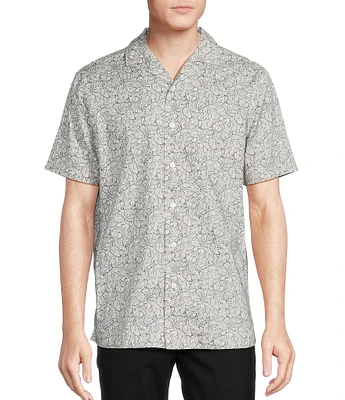 Daniel Cremieux Signature Label Floral Print Short Sleeve Woven Camp Shirt