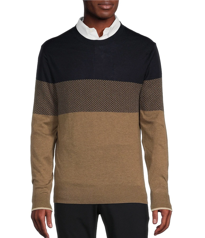 Daniel Cremieux Signature Label Long Sleeve Supima Cotton Colorblock Knit Sweater