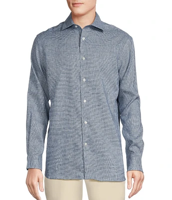 Daniel Cremieux Signature Label Mini-Checked Albini Linen Long Sleeve Woven Shirt