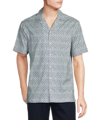 Daniel Cremieux Signature Label Mosaic Lyocell-Cotton Short Sleeve Woven Camp Shirt