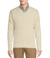 Daniel Cremieux Signature Label Mount Lussari Collection Supima and Cashmere V-Neck Cable Knit Sweater