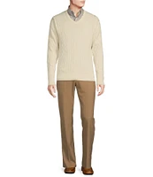 Daniel Cremieux Signature Label Mount Lussari Collection Supima and Cashmere V-Neck Cable Knit Sweater