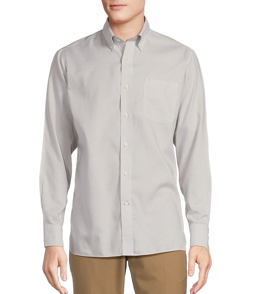 Daniel Cremieux Signature Label Non-Iron Stripe Oxford Long Sleeve Woven Shirt