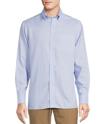 Daniel Cremieux Signature Label Non-Iron Windowpane Long Sleeve Woven Shirt