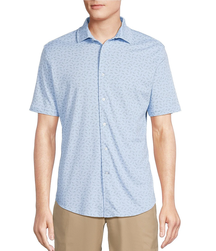 Daniel Cremieux Signature Label Paisley Print Short Sleeve Coatfront Shirt
