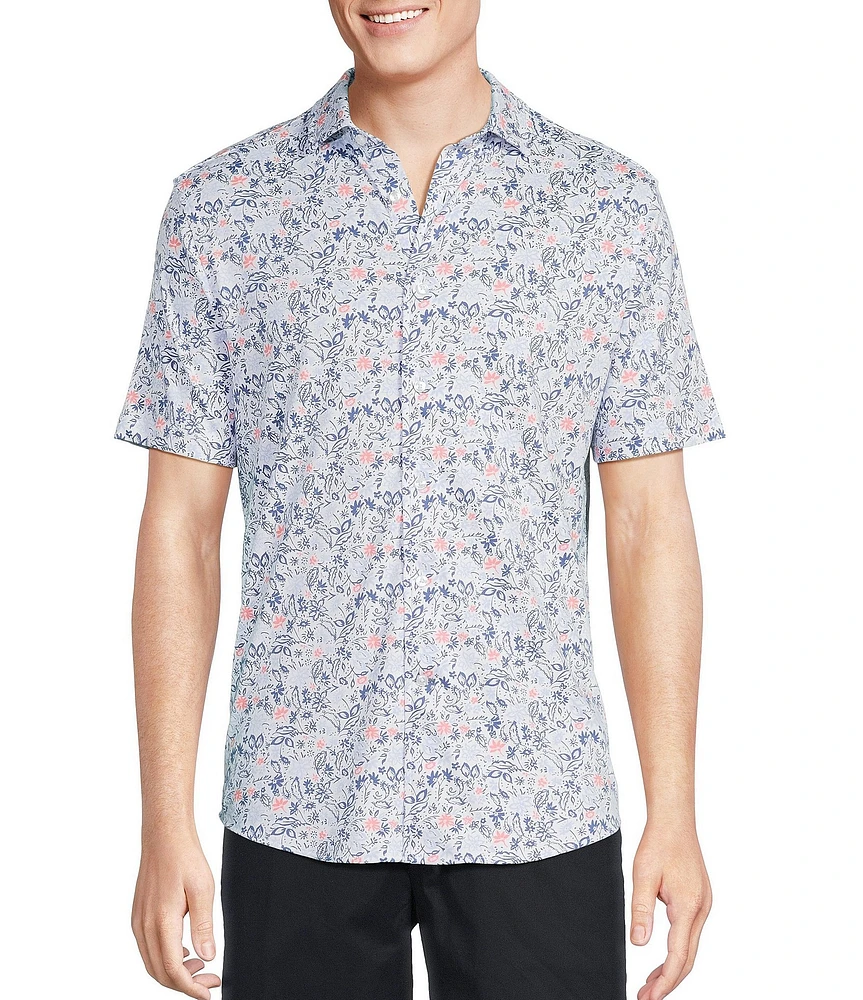 Daniel Cremieux Signature Label Paisley Print Short Sleeve Coatfront Shirt