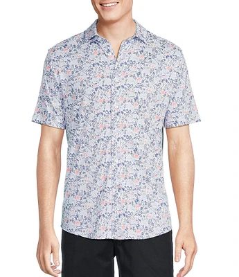Daniel Cremieux Signature Label Paisley Print Short Sleeve Coatfront Shirt
