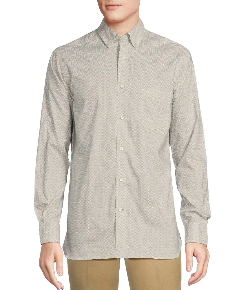 Daniel Cremieux Signature Label Sateen Micro-Print Long Sleeve Woven Shirt