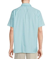Daniel Cremieux Signature Label Short Sleeve Button Down Poplin Windowpane Woven Shirt