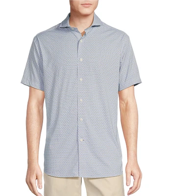 Daniel Cremieux Signature Label Stretch Stacks Print Short Sleeve Woven Shirt