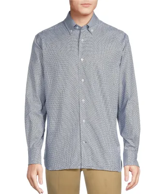 Daniel Cremieux Signature Label Textured Geometric Long Sleeve Woven Shirt