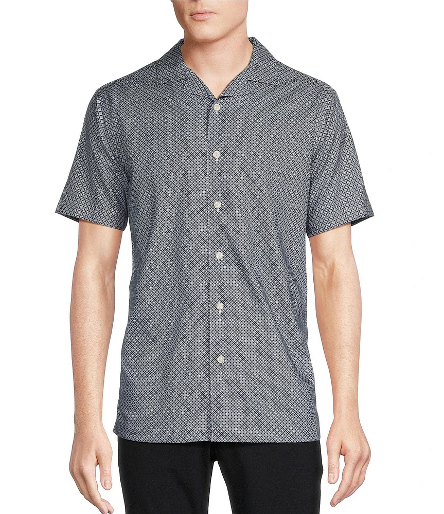 Daniel Cremieux Signature Label Tile Print Short Sleeve Woven Camp Shirt