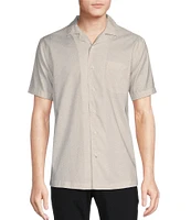 Daniel Cremieux Signature Label Tonal Floral Print Short Sleeve Woven Camp Shirt