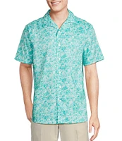 Daniel Cremieux Signature Label Tonal Floral Print Short Sleeve Woven Shirt