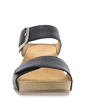 Dansko Tanya Burnished Leather Buckle Wedge Sandals