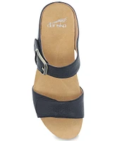 Dansko Tanya Burnished Leather Buckle Wedge Sandals