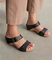 Dansko Tanya Burnished Leather Buckle Wedge Sandals