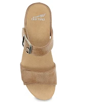 Dansko Tanya Burnished Leather Buckle Wedge Sandals