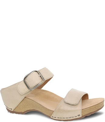 Dansko Tanya Burnished Leather Buckle Wedge Sandals