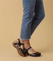 Dansko Tiffani Burnished Leather Ankle Strap Clogs