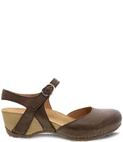 Dansko Tiffani Burnished Leather Ankle Strap Clogs