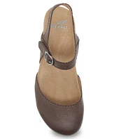 Dansko Tiffani Burnished Leather Ankle Strap Clogs