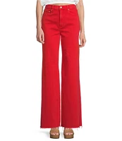 Daze Far Out High Rise Cherry Frayed Wide Leg Jeans