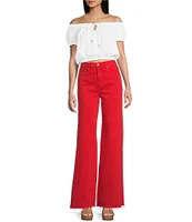 Daze Far Out High Rise Cherry Frayed Wide Leg Jeans