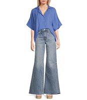 Daze Far Out High Rise Unfinished Wide Leg Jeans