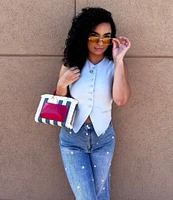 Daze Far Out High Rise Wide Leg Daisy Print Jeans