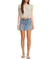 Daze Malibu Midrise Waist Raw Hem Mini Skirt