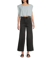 Daze Pleaser High Rise Wide Ankle Length Dark Denim Jeans