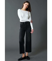 Daze Pleaser High Rise Wide Ankle Length Dark Denim Jeans